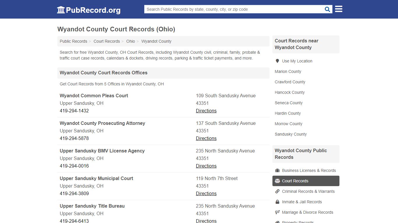 Free Wyandot County Court Records (Ohio Court Records) - PubRecord.org